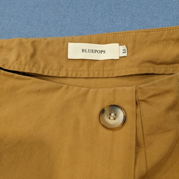 Korean Tan Brown Wrap Midi Skirt with Slit and Decorative Buttons Size S - Picture 12 of 12